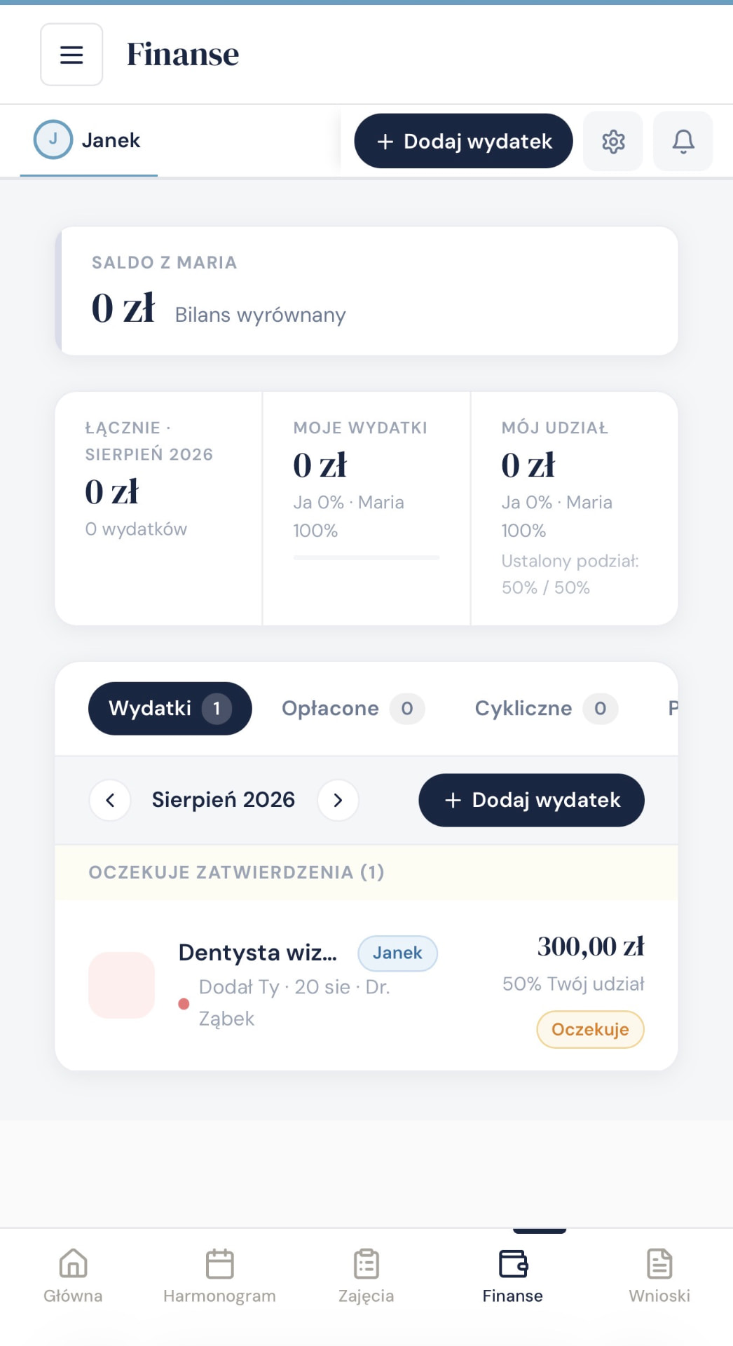 Wydatki i rozliczenia w duoNest